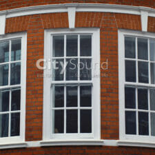 21. Secondary sash windows fitted internally in the period property; External view (London)